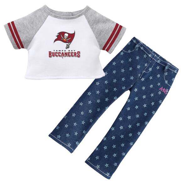 NEW American Girl Doll NFL Tampa Bay Buccaneers Fan Tee Raglan Jersey Shirt - Picture 12 of 13